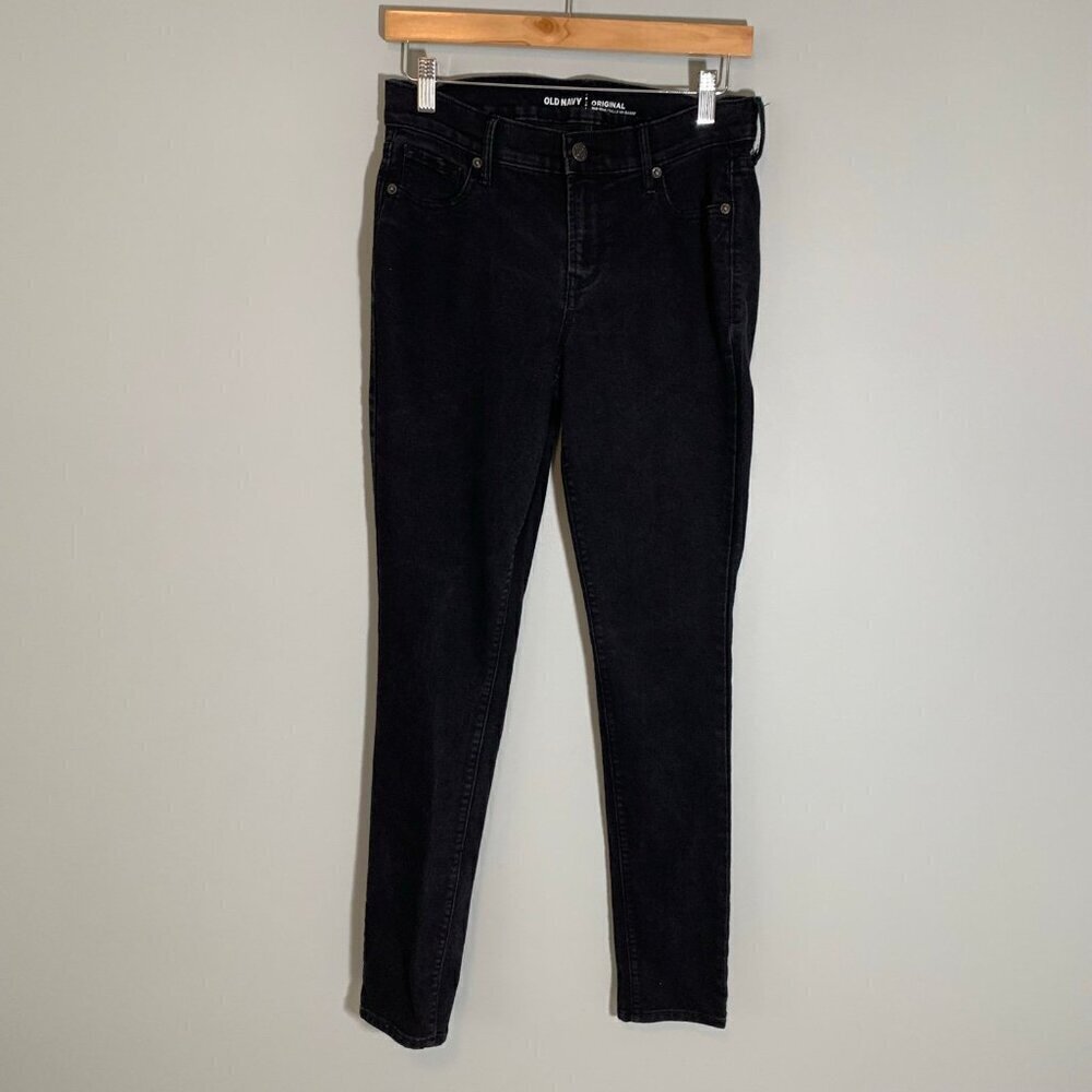 Old Navy Original Skinny Jeans Women 2 Regular Black Mid-Rise‎ Stretch Denim